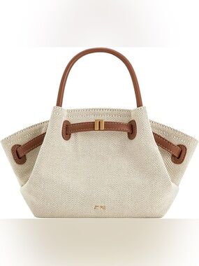NWT! JW PEI Hanna “look-a-like” Canvas Mini Tote Bag, Cream/Cognaq